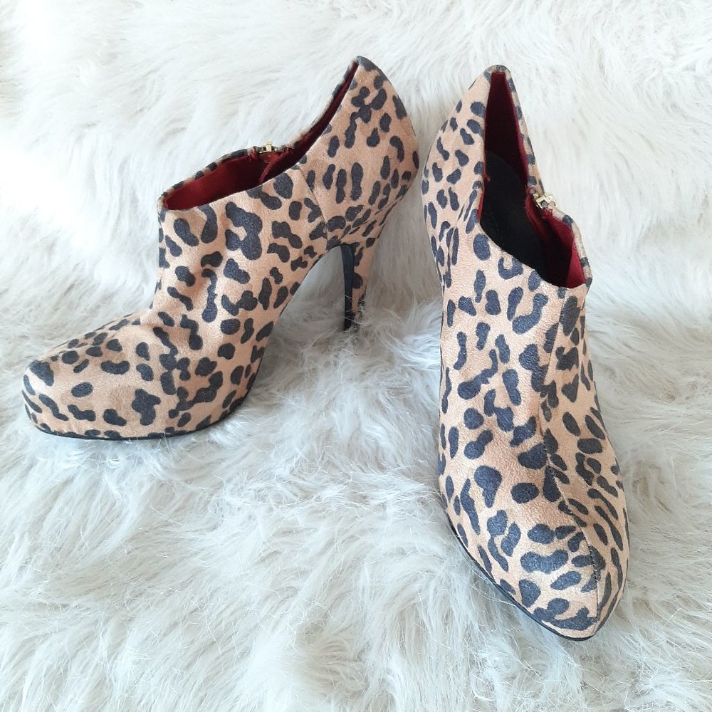 Christian Siriano for Payless Leopard high heel ankle zipper boot